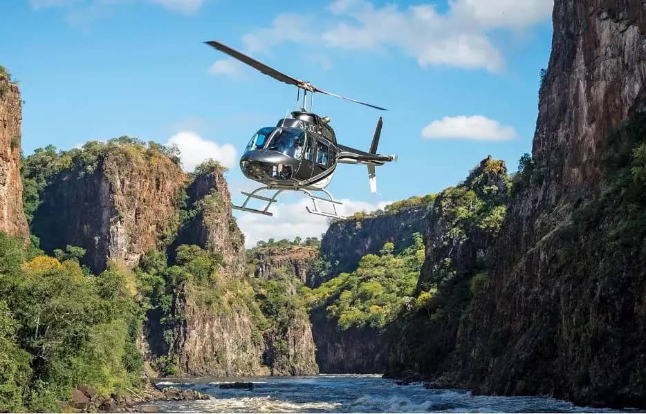 Aerial view over the Zambezi for a helicopter flight