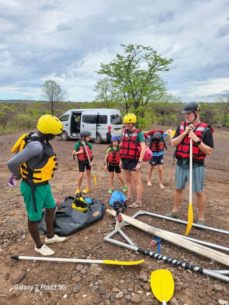 White water rafting group on the Zambezi River